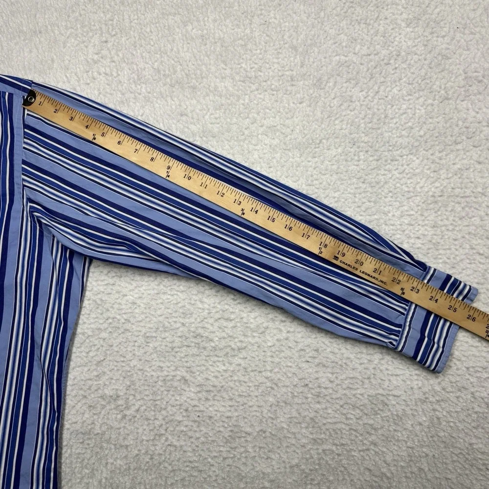 Vintage‎ Polo Ralph Lauren Shirt Button Preppy Blue Striped Men's Size XL